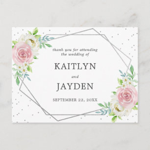 Carte Postale Mariage floral à huile géométrique chic