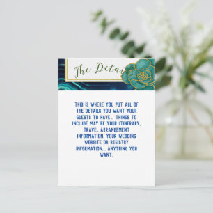Carte Postale Mariage Floral Agate Bleu Sarcelle