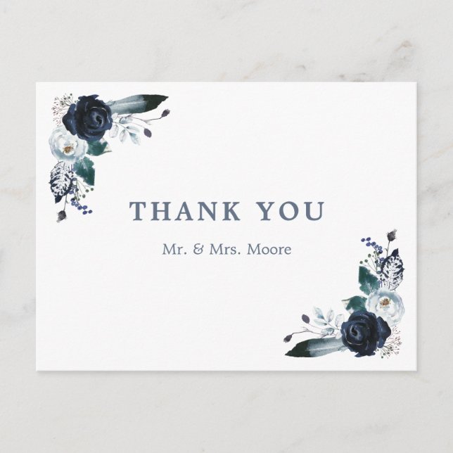Carte postale Mariage Floral Boho de la marine Mer (Devant)