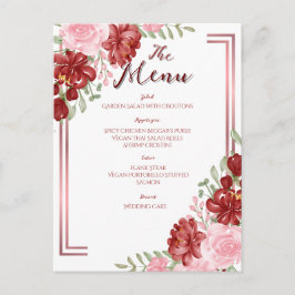 Carte Postale Mariage floral bordeaux et rose