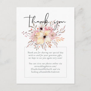 Carte Postale Mariage Floral rose rousse rustique