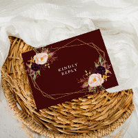 Mariage floral rouge et brun Bourgogne RSVP