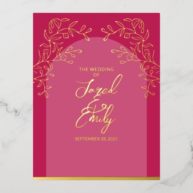 Carte postale mariage Foil Invitation (Recto)