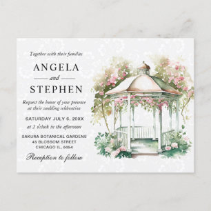 Carte Postale Mariage Gazebo du jardin de printemps aquarelle