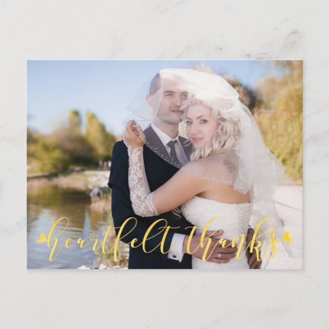 Carte Postale Mariage Gold HEARTFELT MERCI Photos avant/arrière (Devant)
