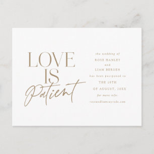 Carte Postale Mariage Gold Script Love reporté Modifier la date