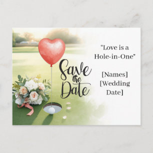 Carte Postale Mariage Golf "Save the Date" Élégant Parcours de G