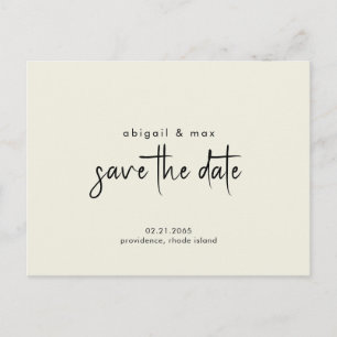 Carte Postale Mariage jaune pâle simple Enregistrer la date Cart