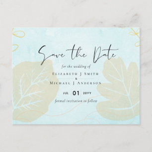 Carte Postale Mariage le moins cher aquarelle bleu laver Script