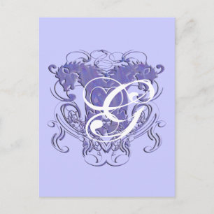 Carte Postale Mariage Lion Renaissance Monogramme Merci