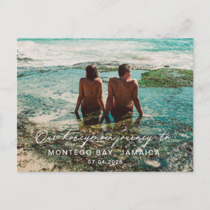 Carte Postale Mariage Lune de miel - Destination de script blanc