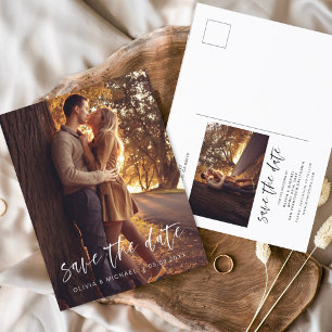 Carte Postale Mariage manuscrit Enregistrer la date Photo Pos si