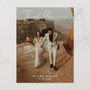 Carte Postale Mariage manuscrit Merci 2 photos