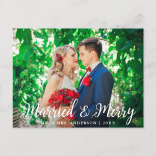 Carte Postale Mariage marié et joyeux photo Noël