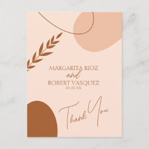 Carte Postale Mariage Marron Kaki Bohème Remerciements des Coupl