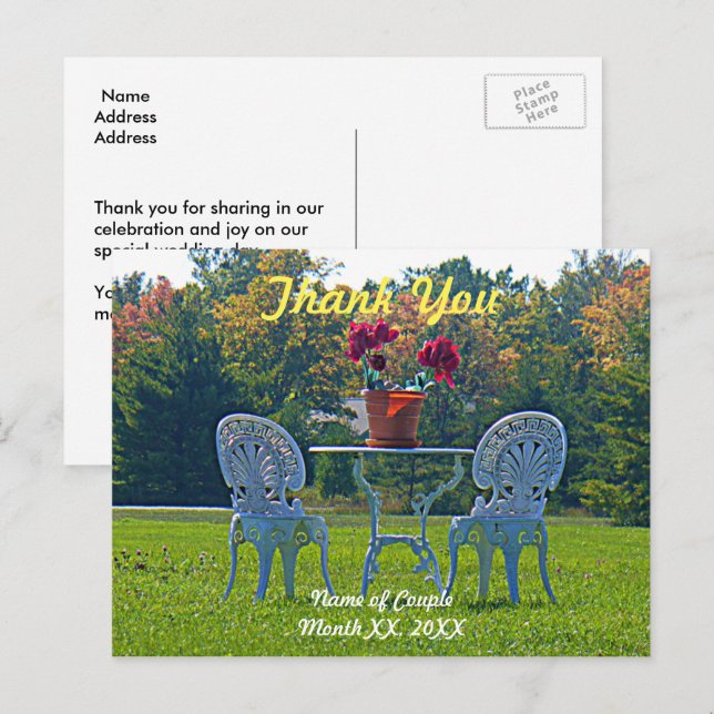 Carte postale Mariage Meadow of Love Merci (Devant / Derrière)