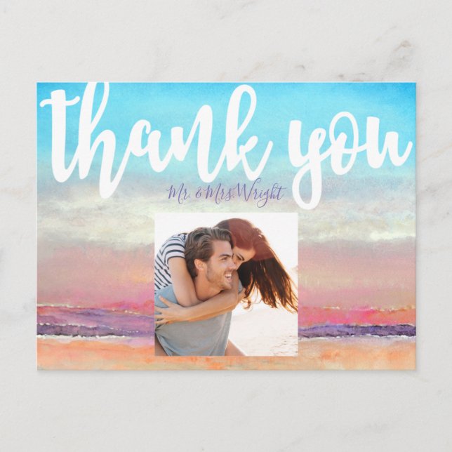 Carte postale Mariage Merci à thème de plage (Devant)