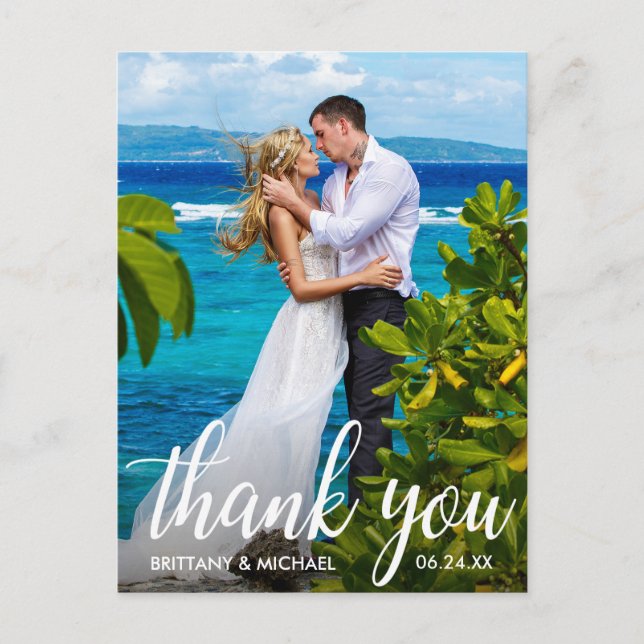 Carte Postale Mariage Merci Bride Groom Photo (Devant)