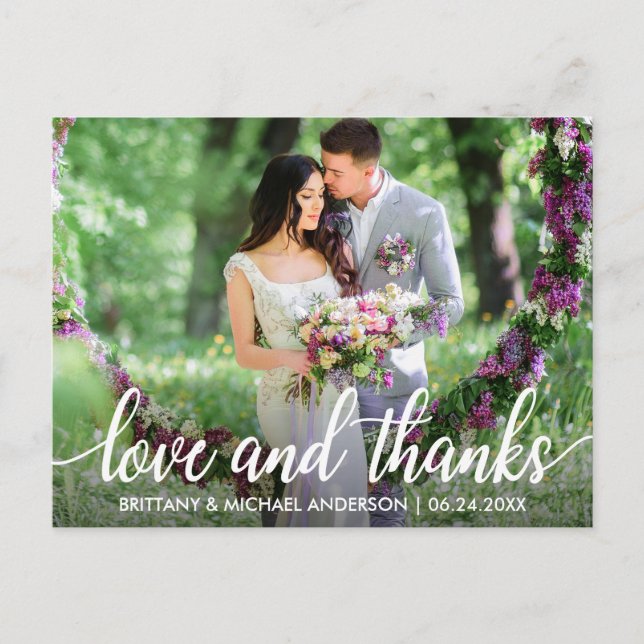 Carte Postale Mariage Merci Love and Thanks Photo (Devant)