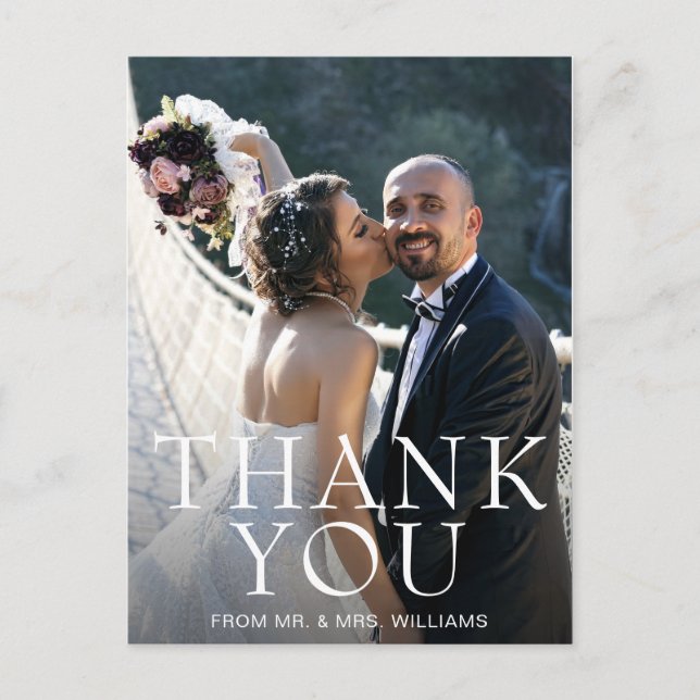 Carte Postale Mariage Merci photo simple et moderne (Devant)