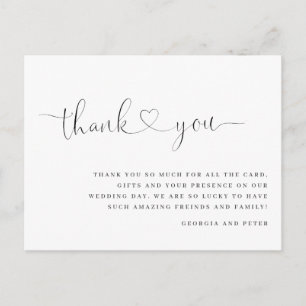 Carte Postale mariage message coeur merci