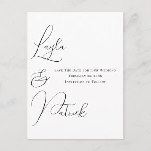 Carte Postale Mariage Minimaliste Contemporain Enregistrer La Da