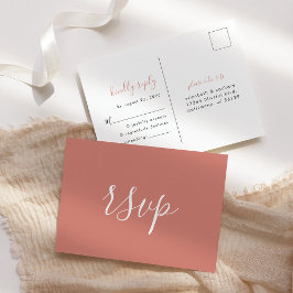 Carte Postale Mariage minimaliste en terre cuite moderne RSVP
