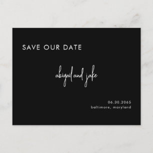 Carte Postale Mariage minimaliste noir et blanc Enregistrer notr