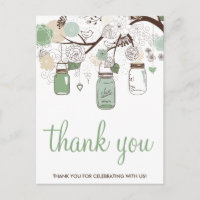 Carte postale Mariage Mint Green Mason Jars