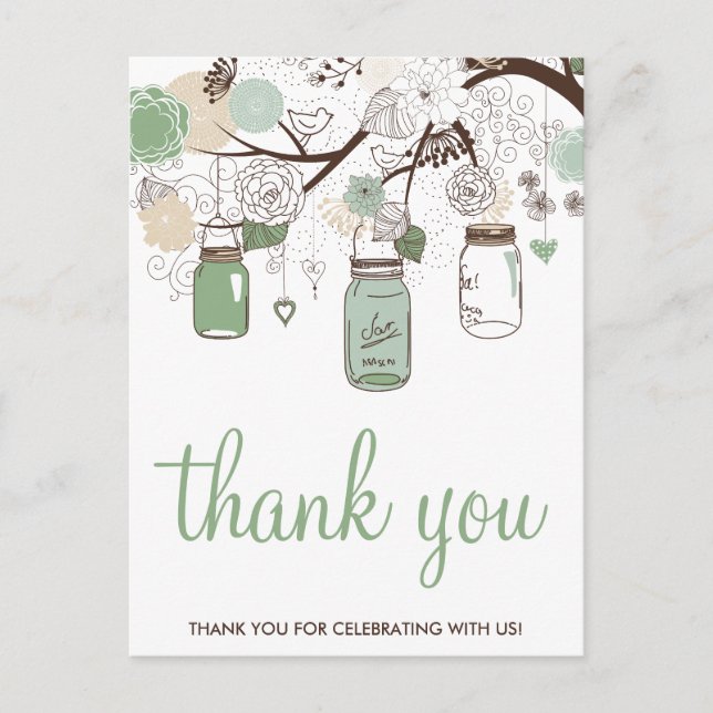 Carte postale Mariage Mint Green Mason Jars (Devant)