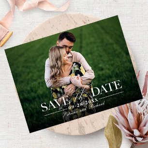 Carte Postale Mariage Moderne Élégant Enregistrer La Date Photo