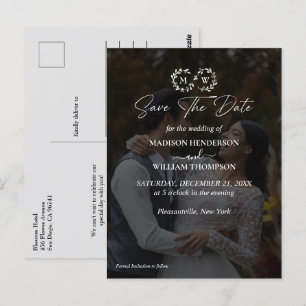 Carte Postale Mariage moderne noir & blanc photo Enregistrer la