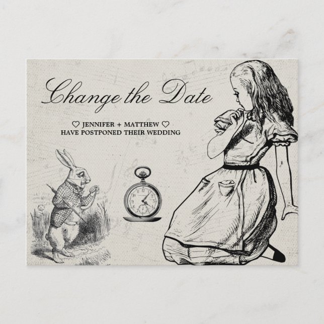 Carte Postale Mariage Modifier la date Alice au pays des merveil (Devant)