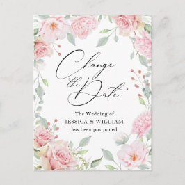 Carte Postale Mariage Modifier la date Elegant Blush Roses