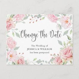 Carte Postale Mariage Modifier la date Elegant Blush Roses