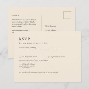 Carte Postale MARIAGE monochrome BEIGE clair BUDGET