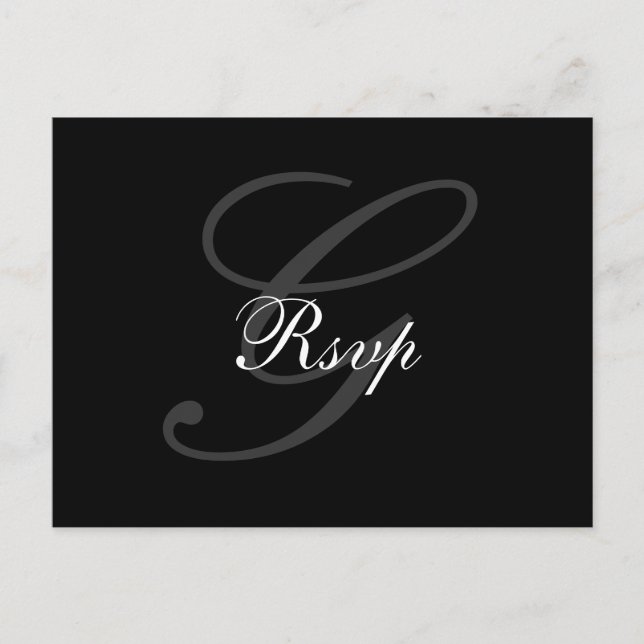 Carte postale mariage Monogram G RSVP horizontale (Devant)