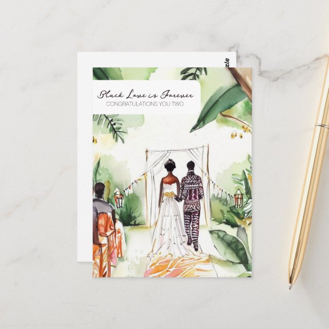 Carte Postale Mariage Noir (Devant/Arrière en situation)