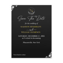 Mariage noir et blanc simple Enregistrer la date