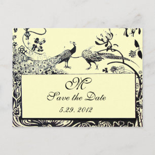 Carte Postale MARIAGE OISEAUX DE L'AMOUR MONOGRAMME noir et blan