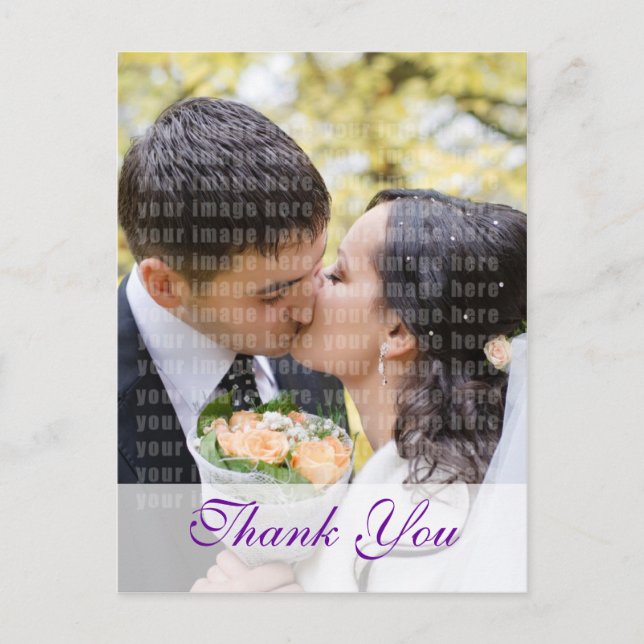 Carte postale Mariage orchidée violette Merci (Devant)