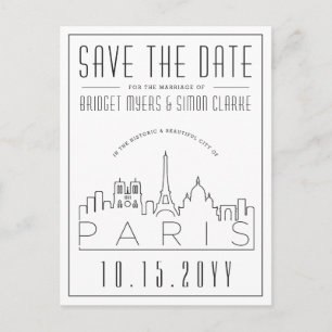 Carte Postale Mariage Paris, France   Skyline Enregistrer la dat