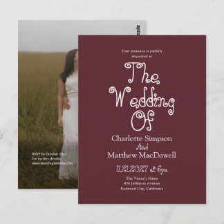 Carte Postale Mariage pas cher Fancy 2 Photo Code QR Bordeaux