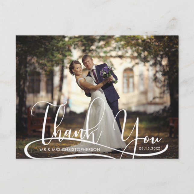 Carte Postale Mariage photo à deux mains Merci (Devant)