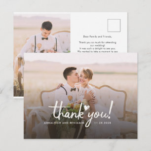 Carte Postale Mariage Photo Amour Cœur Script Merci