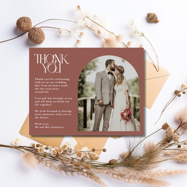 Carte postale Mariage photo Arch en terre cuite (Terracotta Arch Photo Wedding Thank You Postcard)