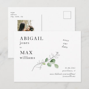 Carte Postale Mariage photo botanique blanc Sauvez notre date