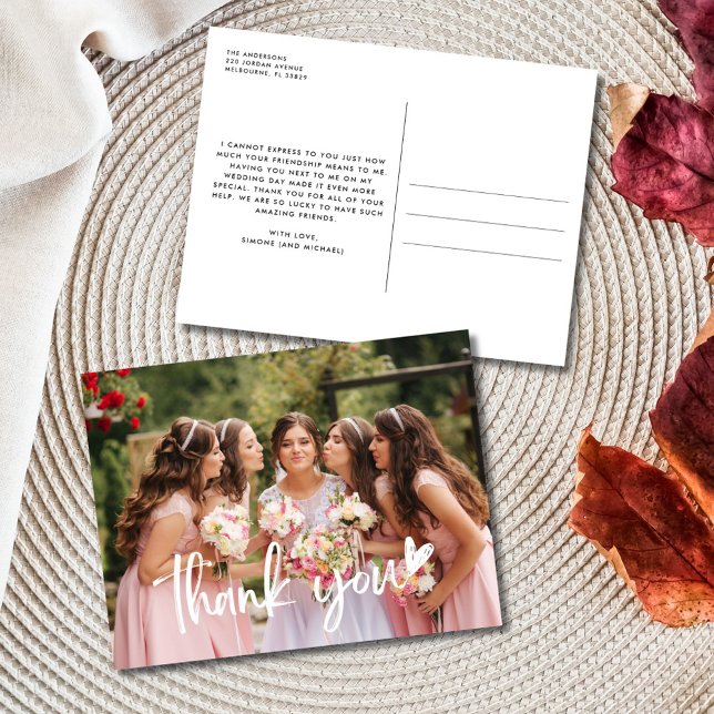 Carte Postale Mariage photo Bridesmaid Merci (Bridesmaid Thank You Photo Wedding Postcard)
