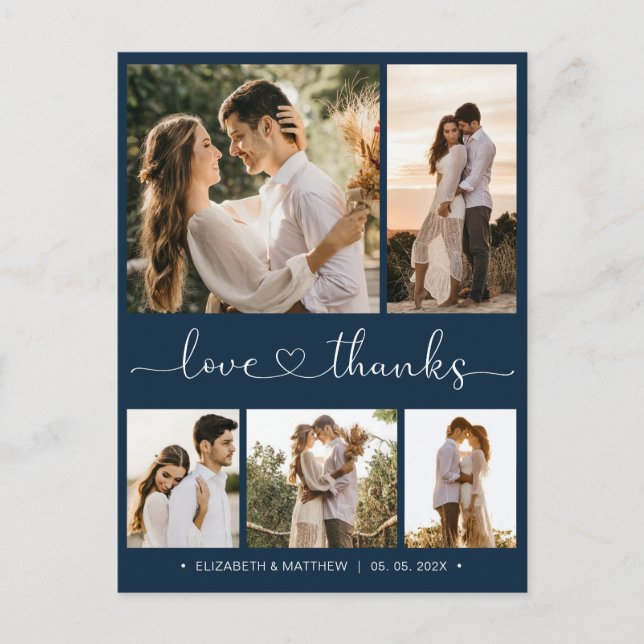 Carte postale Mariage photo Budget Marine 5 Merci (Devant)