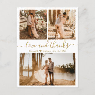 Carte Postale Mariage Photo Collage Amour et Merci Merci